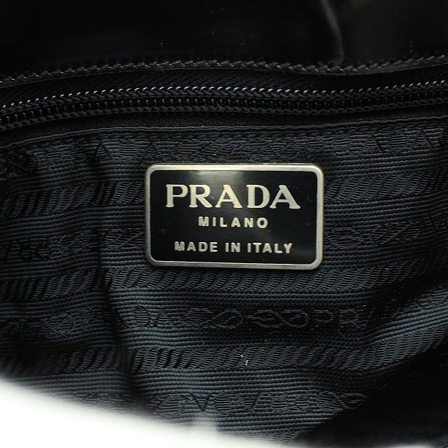 PRADA プラダ ブラック トートバッグ ビジネスバッグ エナメル ショルダー PRADA 新品同様 プラダ ナイロン ビーズ刺繍 2WAY ハンドバッグ