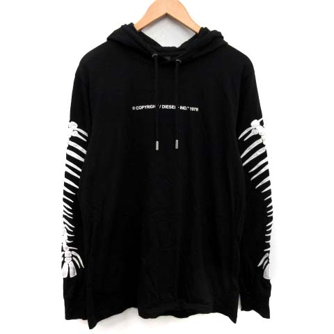 ディーゼル DIESEL パーカー プルオーバー プリント 袖刺繍 骨 ボーン  