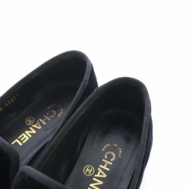 シャネル CHANEL スリッポン フラットシューズ ココマーク ベロア 