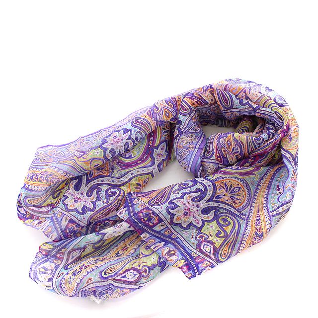 エトロ Etro ストール マフラー 麻混 リネン混 Uni 紫 パープル 青 ブルー タグ付き Nm メンズ レディース 081 ベクトルパーク
