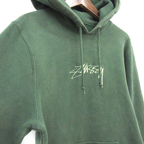 ステューシー STUSSY スウェット パーカー 刺繍 ロゴ プルオーバー 裏