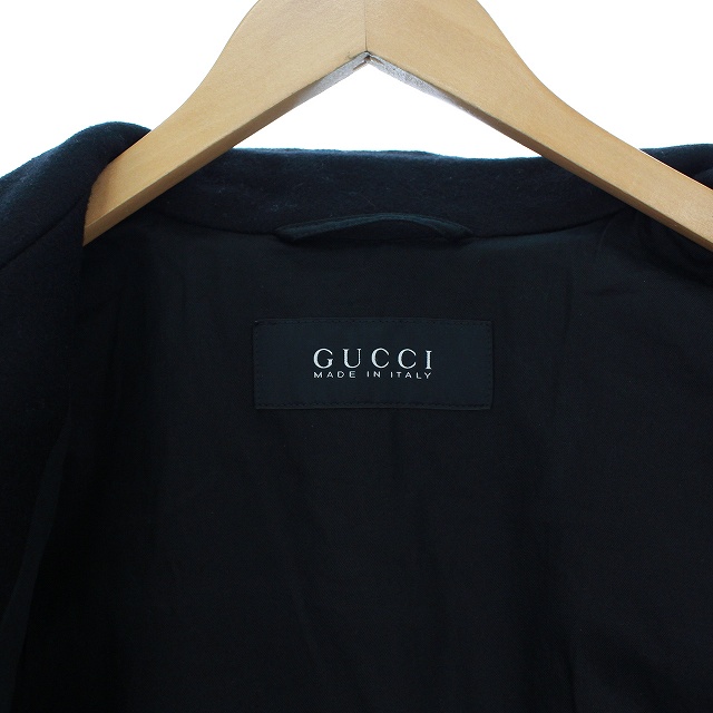 グッチ GUCCI メルトンウール 袖レザー切替 ブルゾン ジャケット  