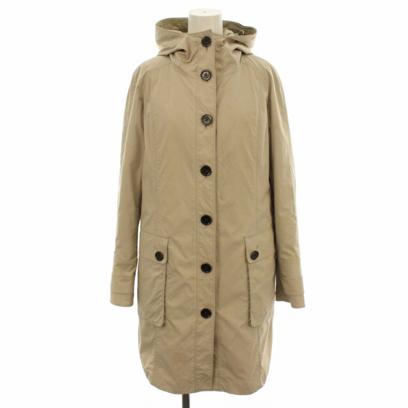 バーバリー ロンドン Burberry London ロングコート 裏地ノバチェック ダウンライナー付き フード 2way アウター 38 M ベージュ Dk レディース 081 ベクトルパーク