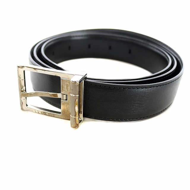 未使用品 ブルガリ BVLGARI ベルト ハトメ レザー ロゴ 110/44 黒 
