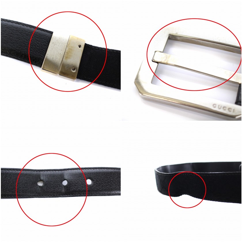 グッチ GUCCI リバーシブルベルト レザー GGキャンバス 95/38 黒