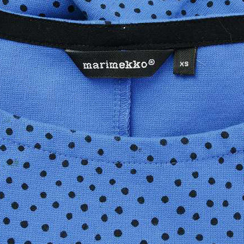 マリメッコ Marimekko ワンピース ドット柄 水玉 ひざ丈 七分袖 Xs 青 ブルー Sr17 レディース 081 ベクトルパーク