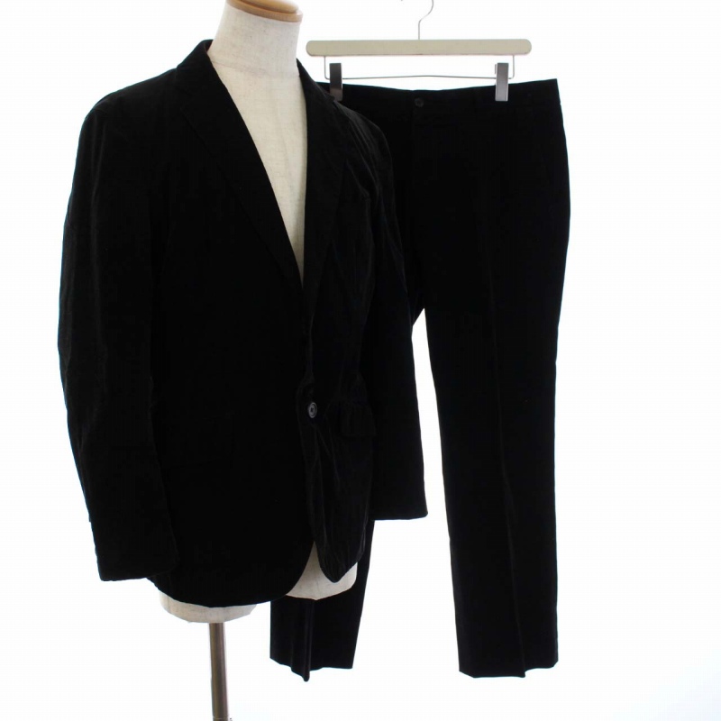 ポールスミス Paul Smith セットアップ 上下 スーツ コーデュロイ シングル テーラードジャケット テーパードパンツ L Xxl 黒 ブラック St メンズ 081 ベクトルパーク