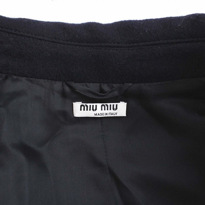 ミュウミュウ miumiu 16AW ウールコート ロング レース装飾 刺繍