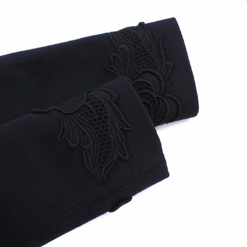 ミュウミュウ miumiu 16AW ウールコート ロング レース装飾 刺繍