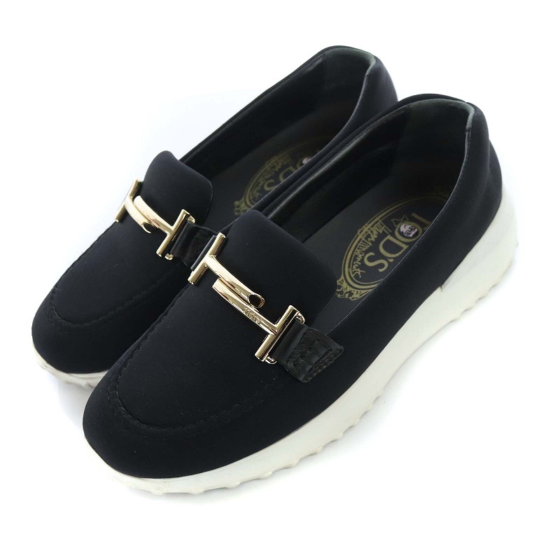 トッズ Tod S Alber Elbaz ダブルt ローファー スリッポン 厚底 36 5 23 5cm 黒 ブラック Kh D レディース 081 ベクトルパーク