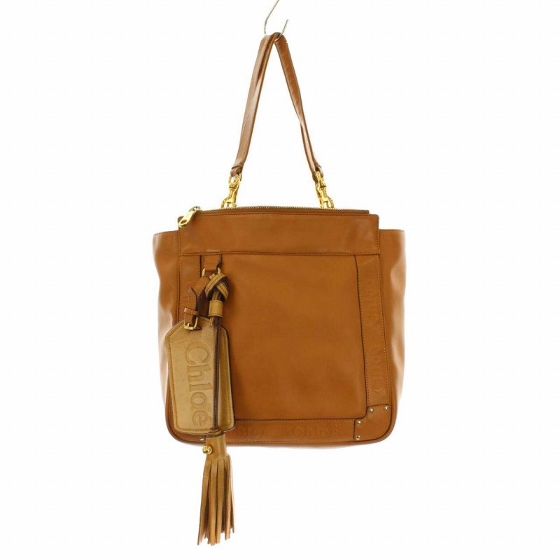 クロエ CHLOE エデン トートバッグ レザー ロゴ タッセル チャーム付き  