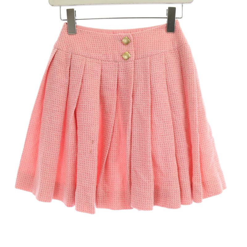 シャネル CHANEL 01C ヴィンテージ ツィード プリーツ ミニスカート  