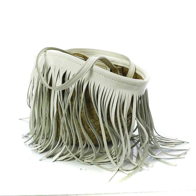 ロルナ かごバッグ バスケット 籐かご ハンドバッグ フリンジ 白 ベージュ