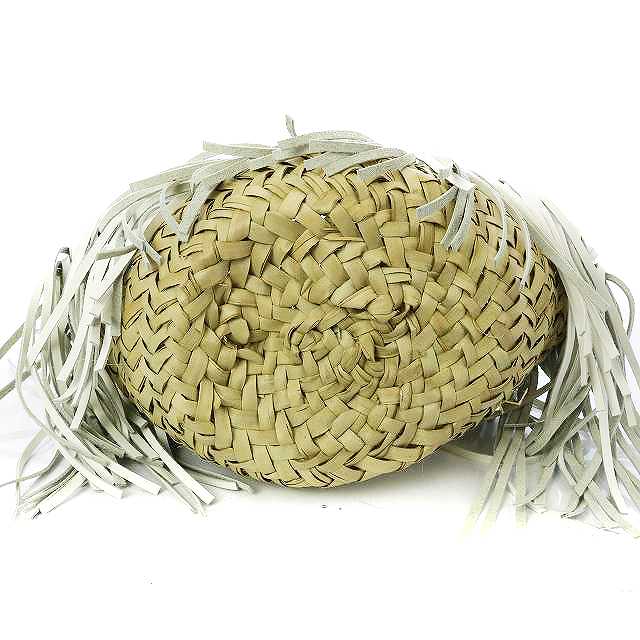 ロルナ かごバッグ バスケット 籐かご ハンドバッグ フリンジ 白 ベージュ