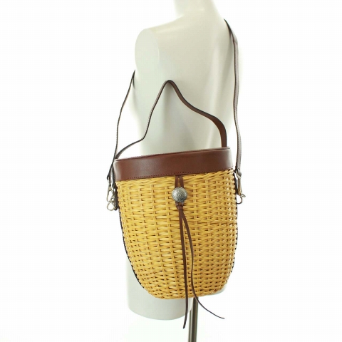 ロルナ Lorna かごバッグ ハンドバッグ ショルダーバッグ 2way バケツ型 ラタン レザー 茶 ブラウン ベージュ Yt レディース 081 ベクトルパーク