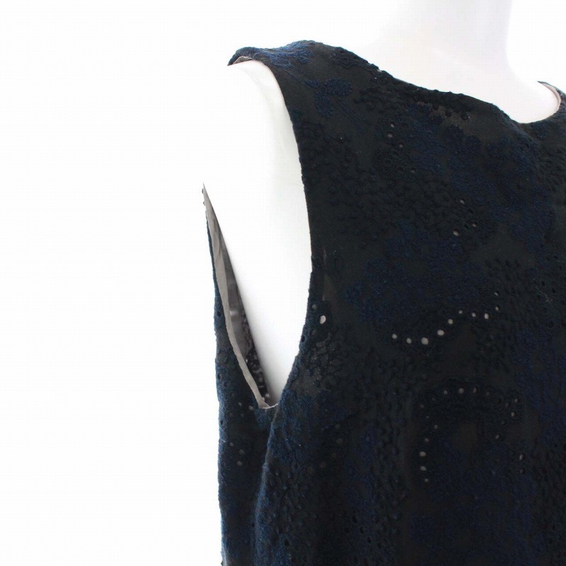 ミナペルホネン mina perhonen ハッピーカモフラージュ happy camouflage ワンピース ロング ノースリーブ 花柄 刺繍 絹混 シルク混 38 M 黒 ブラック 紺 ネイビー /YT レディース ミナペルホネン mina perhonen ハッピーカモフラージュ happy camouflage ワンピース ロング ノースリーブ 花柄 刺繍 絹混 シルク混 38 M 黒 ブラック 紺 ネイビー /YT レディース