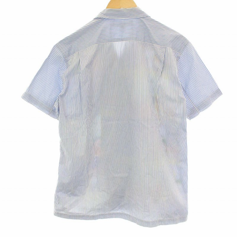 待望 小林春夫 Shirt Garcons Des Comme コムデギャルソンシャツ Kobayashi メンズ Yt ブルー 青 M ストライプ 漫画柄 イラスト 半袖 オープンカラー シャツ Haruo シャツ Www Londonmetrocollege Co Uk