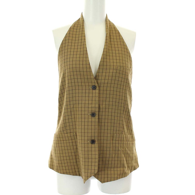 6 ROKU BEAUTY&YOUTH B&Y ロク ビューティーアンドユース CHECK SET UP VEST ベスト チェック ウール F 茶 ブラウン /NN レディース 限定通販50%OFF ロク チェックベスト ベスト/ジレ