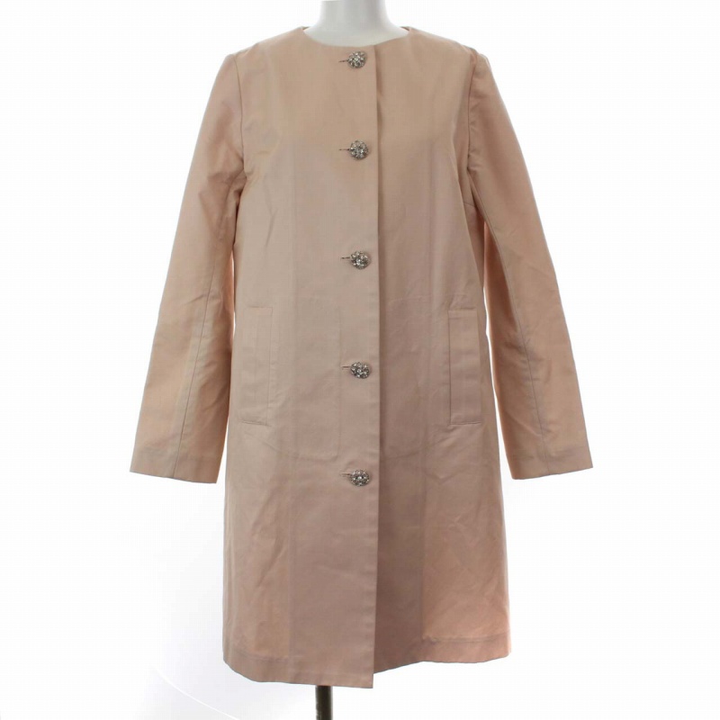 アベニールエトワール Aveniretoile スプリングコート ノーカラーコート ロング ミドル丈 ビジュー 装飾 36 S ピンク St レディース 081 ベクトルパーク