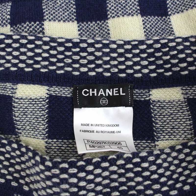 シャネル CHANEL 半袖 ニット カットソー チェック ボートネック ココ  