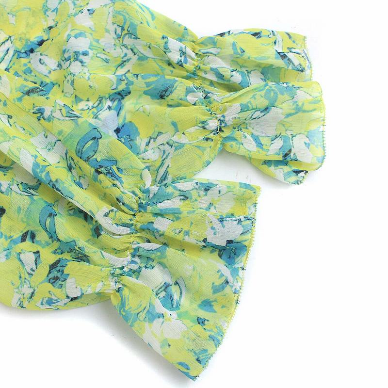 最終値下げ シフォンワンピース シアー ミラオーウェン ロング 青 黄色 1 花柄 マキシ ワンピース 最終値下げ シフォンワンピース シアー ミラオーウェン ロング 青 黄色 1 花柄 マキシ ワンピース