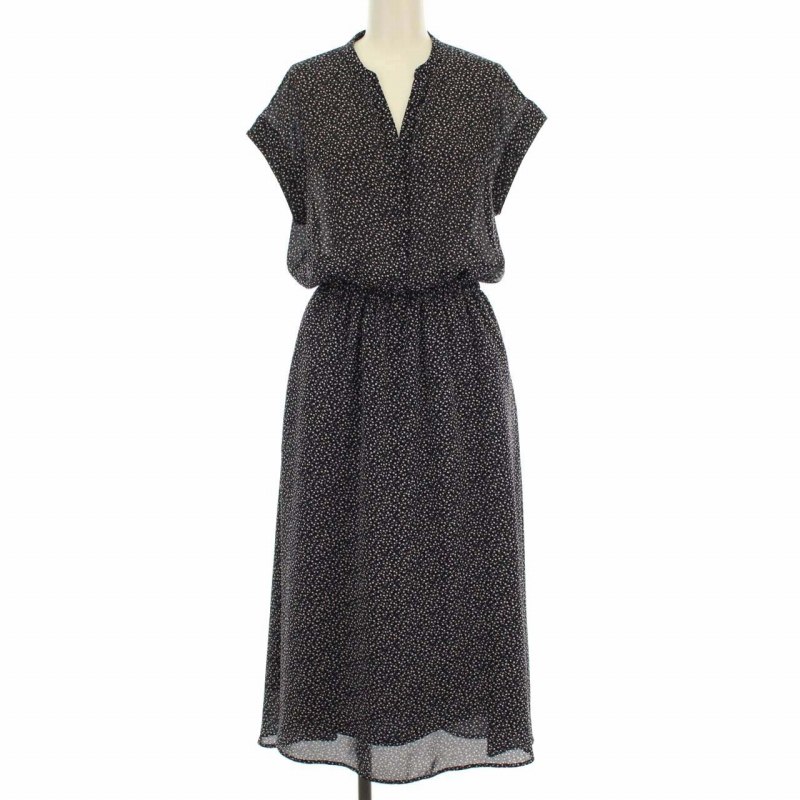 シップス Ships ワンピース フレア ロング フレンチスリーブ 半袖 花柄 シフォン シアー M 紺 ネイビー Dk レディース 081 ベクトルパーク