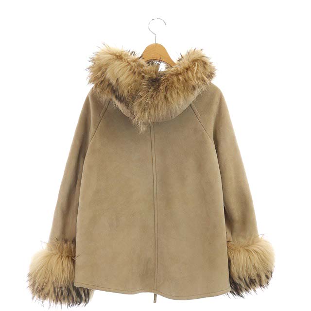 ダイアグラム グレースコンチネンタル Diagram Grace Continental ムートン コート アウター ミドル丈 ラクーンファー フード ベージュ Mf レディース 081 ベクトルパーク