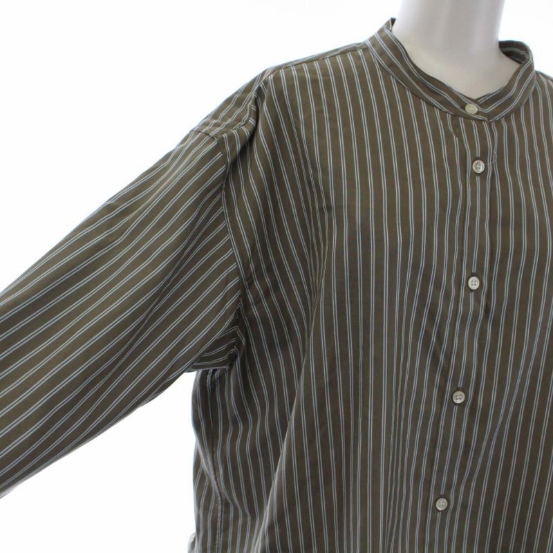 イエナ R Pストライプシャツ バンドカラーシャツ ブラウス タグ付き 茶 Dai E Atai シャツ ブラウス 長袖 七分 Amattogroia Com Ar