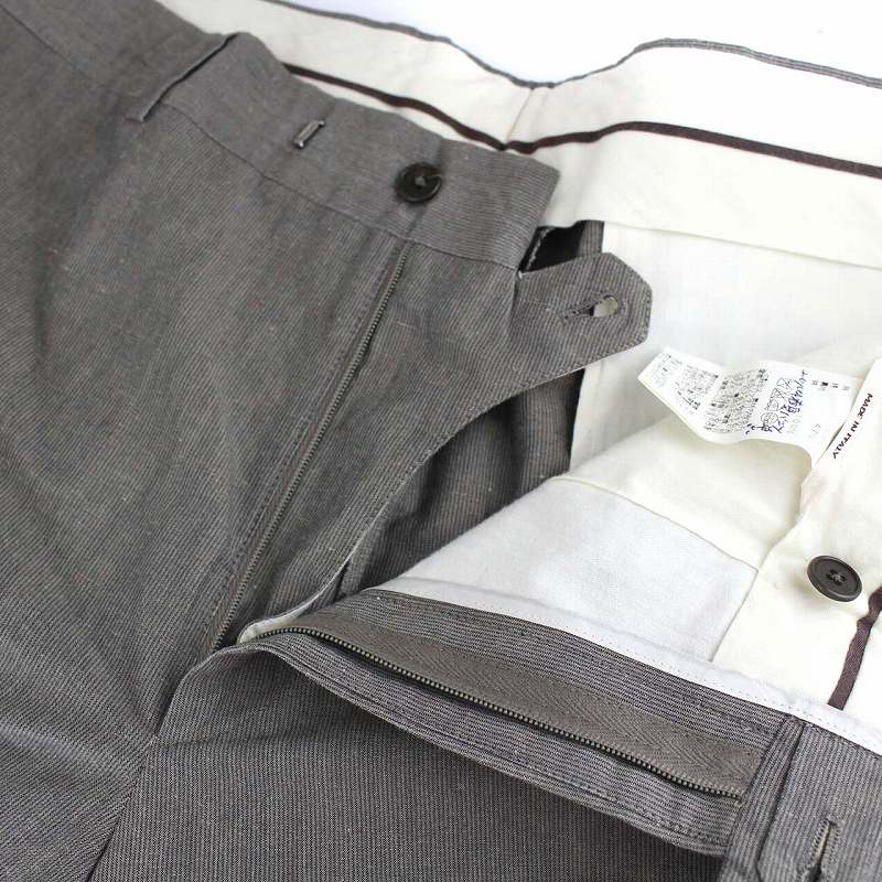 エルメス HERMES リネン混 パンツ スラックス ストレート 46 8/R M