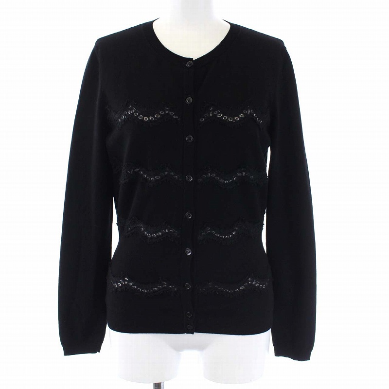 XL(LL)【高価値】VALENTINO レース付きカーディガン 黒 カーディガン ...