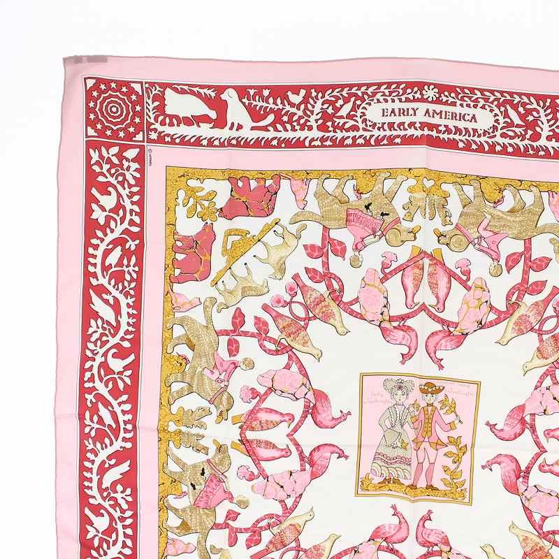 エルメス HERMES EARLY AMERICA 古き良きアメリカ カレ90 スカーフ 絹  