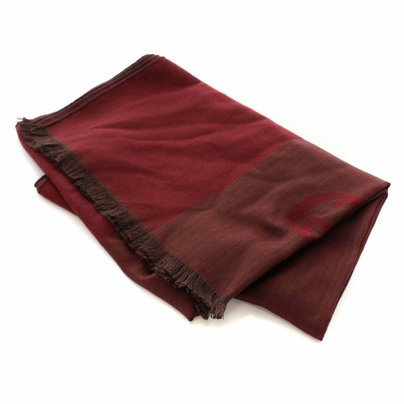 グッチ GUCCI ストール マフラー ウール シルク ロゴ バイカラー