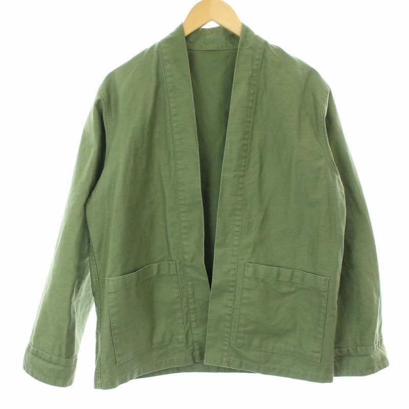 SOPHNET. SHIRT たなびい CARDIGAN カーキ ノーカラーJK