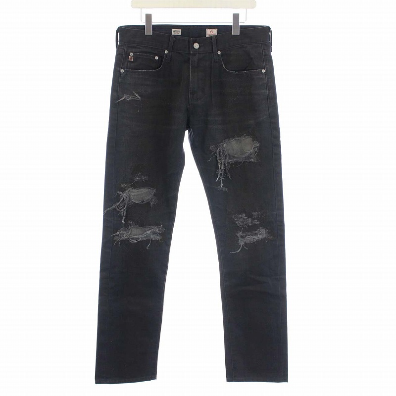 エージー Ag エイジド Geffen Easy Slim デニムパンツ ジーンズ ストレート ダメージ加工 Usa製 W31 黒 ブラック Kh メンズ 081 ベクトルパーク