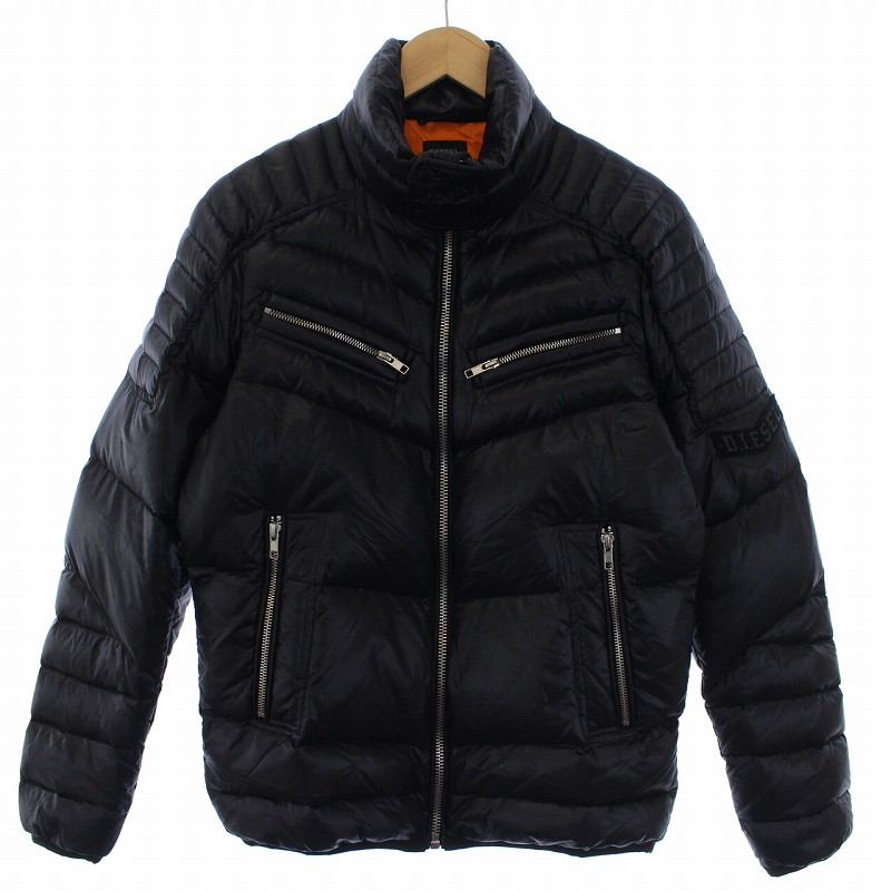 ディーゼル DIESEL ダウンジャケット ジップアップ ナイロン S 黒 