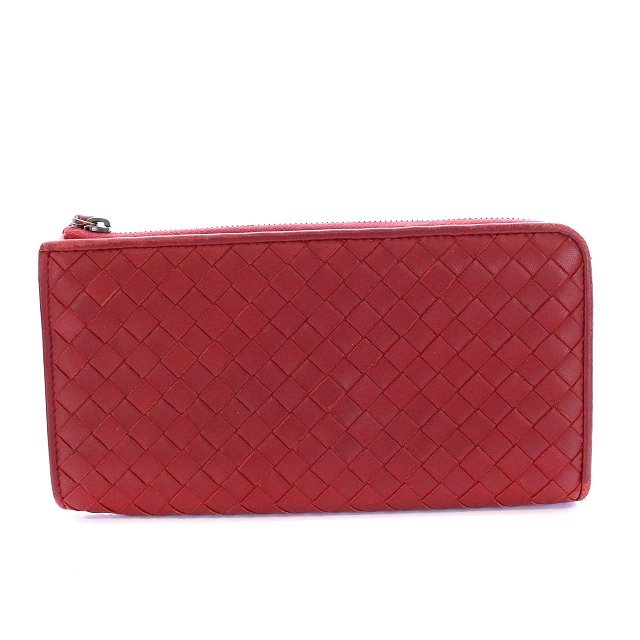 美品 BOTTEGA VENETA イントレチャート 長財布 ワインレッド ボッテガヴェネタ BOTTEGA VENETA イントレチャート 長財布 L字