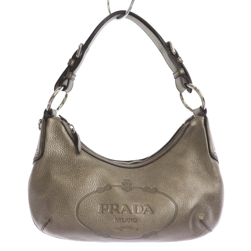 プラダ PRADA ワンショルダーバッグ ハンドバッグ 型押し レザー ロゴ 