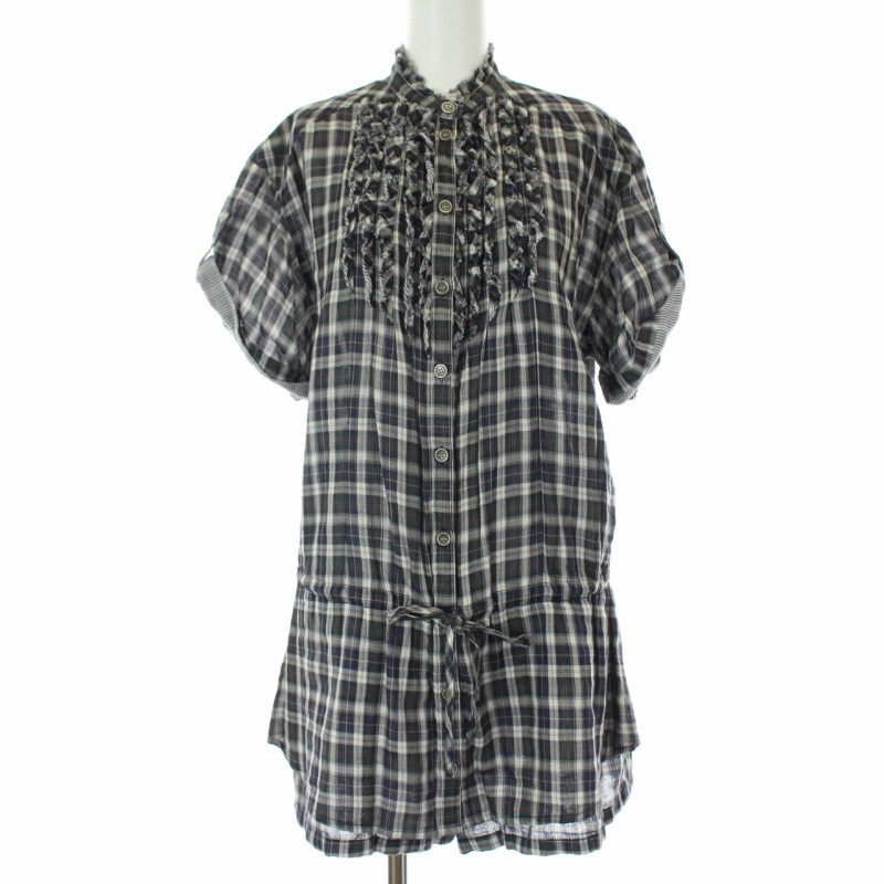 バーバリーブルーレーベル BURBERRY BLUE LABEL チェック バンドカラー 