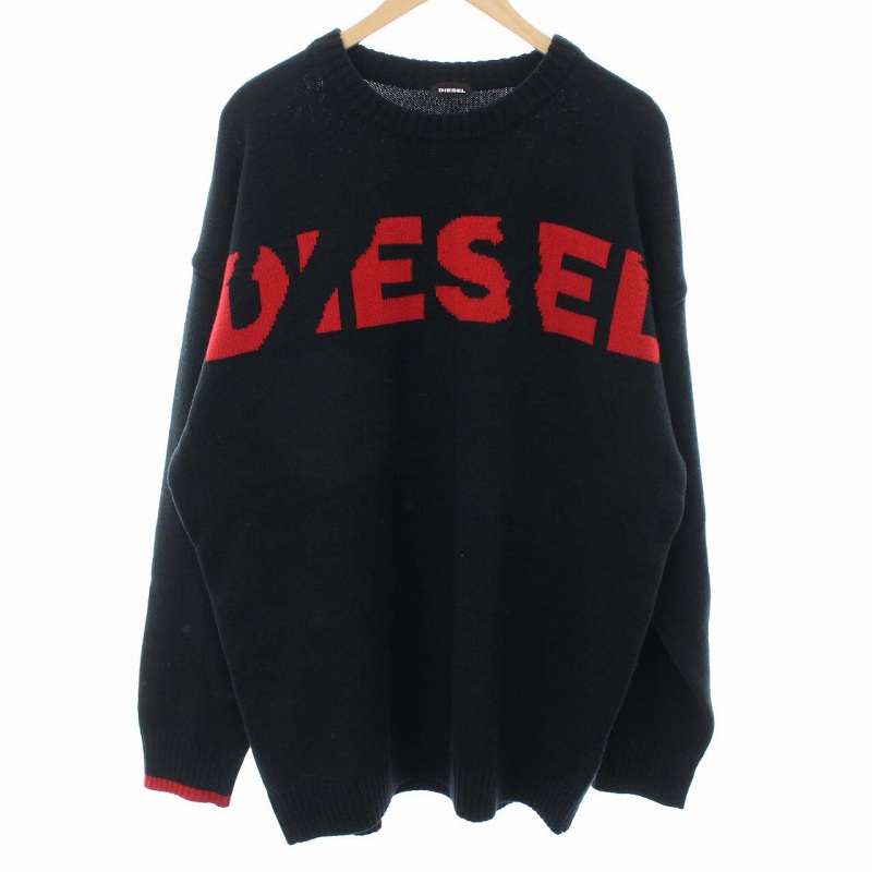 ディーゼル DIESEL ニット セーター クルーネック 長袖 ロゴ コットン 