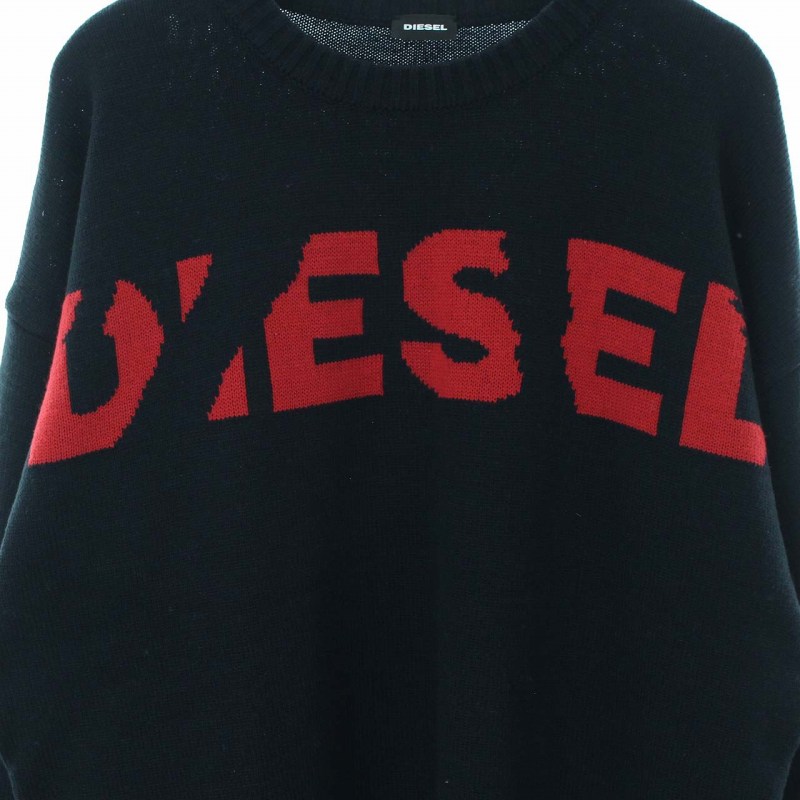 ディーゼル DIESEL ニット セーター クルーネック 長袖 ロゴ コットン 