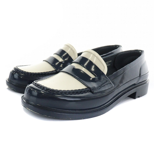 【美品】HUNTER レインローファー UK3（22cm）ネイビー 雨の日OK♪ 美品】HUNTER レインローファー UK3（22cm）ネイビー 雨の日OK