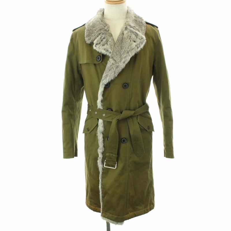 ジュンハシモト Junhashimoto トレンチラビットファー Trench Rabbit Fur トレンチコート アウター ベルト 4 L カーキ グレー Yt メンズ 081 ベクトルパーク
