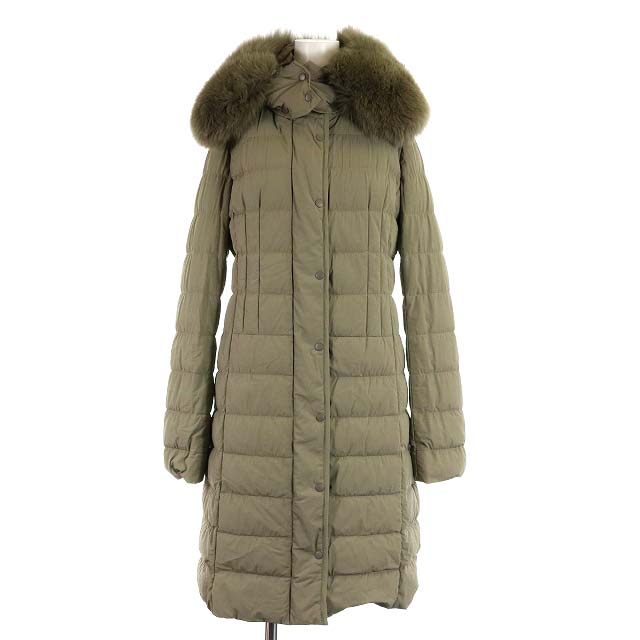 ダブルスタンダードクロージング ダブスタ Double Standard Clothing ナイロン2wayタイトストレッチダウンジャケット ロング コート ブルーフォックスファー 38 M カーキ Yi25 レディース 081 ベクトルパーク