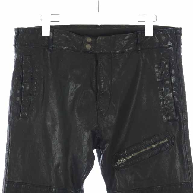 ディーゼル DIESEL レザーパンツ ジップフライ 牛革 30 M 黒 ブラック 