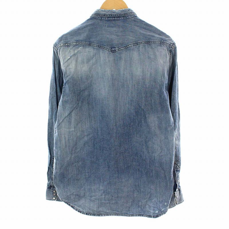 ディーゼル DIESEL D-ROOKE デニムシャツ ウエスタン ダメージ加工 リペア加工 長袖 コットン L 青 ブルー /YM メンズ 081-102203280141 | ベクトルパーク ディーゼル DIESEL D-ROOKE デニムシャツ ウエスタン ダメージ加工 リペア加工 長袖 コットン L 青 ブルー /YM メンズ 081-102203280141 | ベクトルパーク