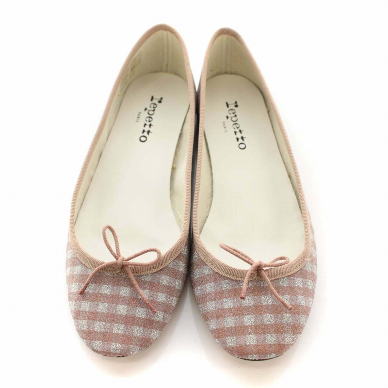 未使用品 レペット Repetto バレエシューズ フラット ラメ チェック 