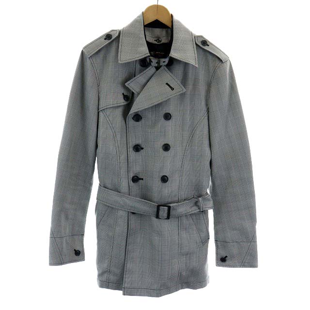 ミッシェルクランオム M K Homme トレンチコート ロング丈 グレンチェック 48 M グレー Mkual An43 メンズ 081 ベクトルパーク