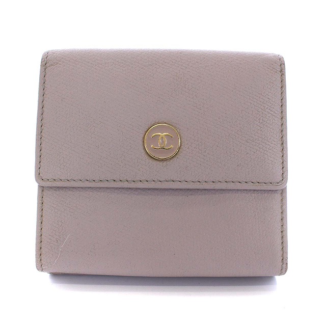 シャネル CHANEL Wホック 三つ折り財布 ココマーク ココボタン レザー 