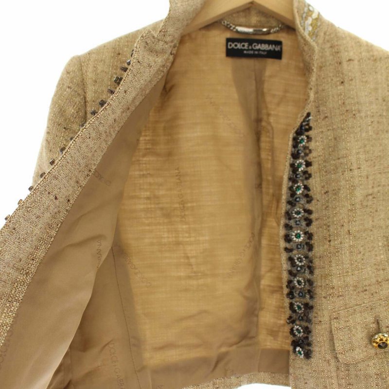 シルク・リネン混 DOLCE&GABBANA セットアップ ヒョウ柄 38