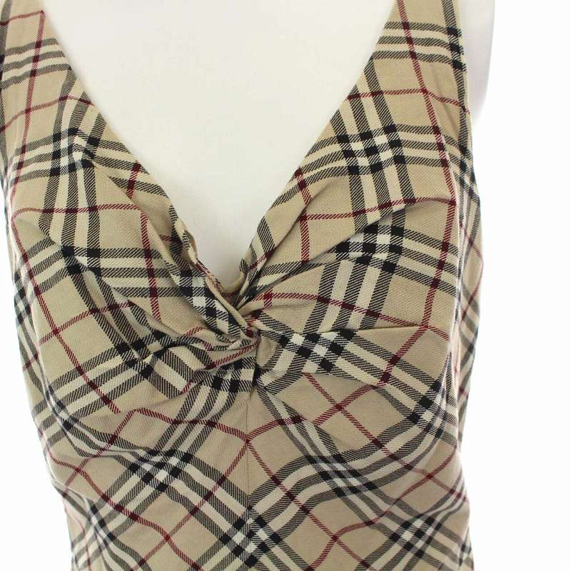 バーバリーブルーレーベル　ワンピース　ノバチェック　ひざ丈　ベージュ　38 美品）バーバリーブルーレーベル ノバチェック ワンピース 38